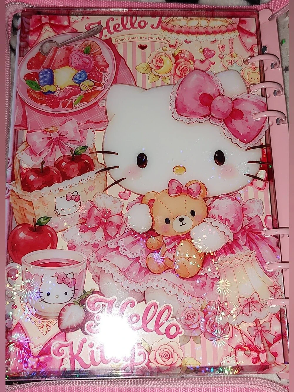 New! A5 Size Hello Kitty Shaker Notebook With Paper,Divider & Protective Cover